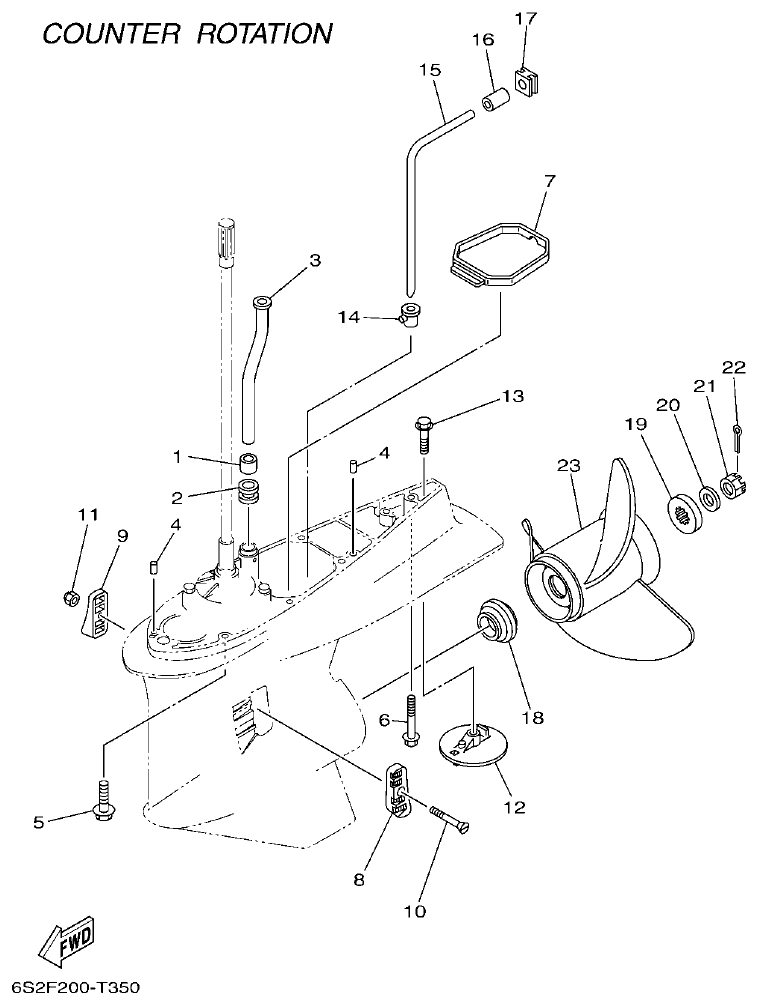 Yamaha F200BET, FL200BET LOWER CASING & DRIVE 4 parts diagram